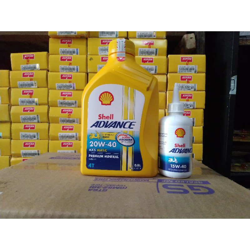 Oli shell Advance AX5 20w/40 0,8L + oli gardan shell 120ml for all motor matic 800ml original/Beat/ 