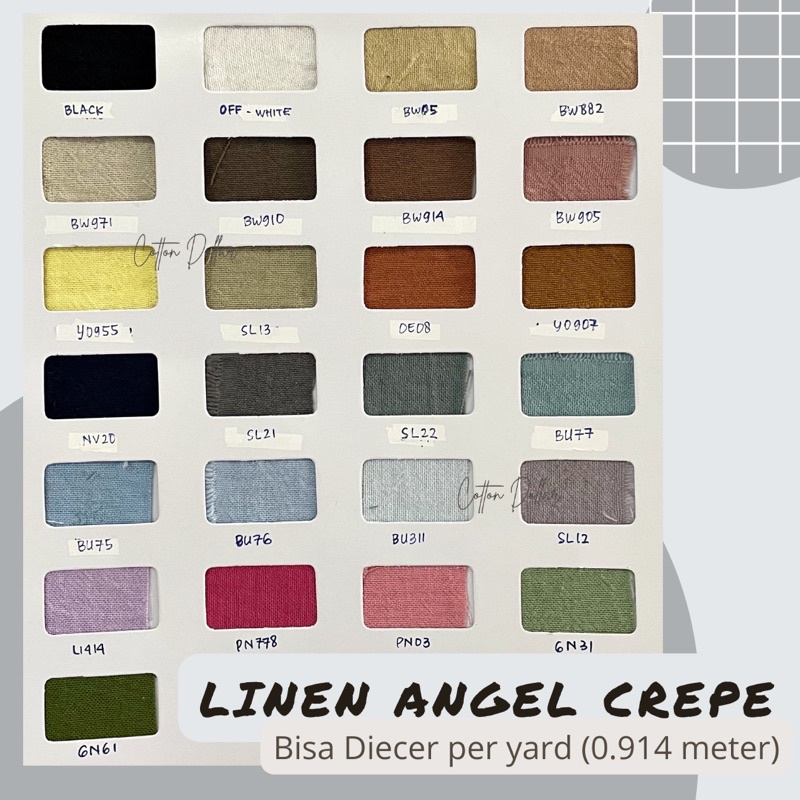 KAIN LINEN ANGEL CREPE FULL COTTON PREMIUM GRADE A | YARD ECERAN / GROSIR / ROLL / METERAN