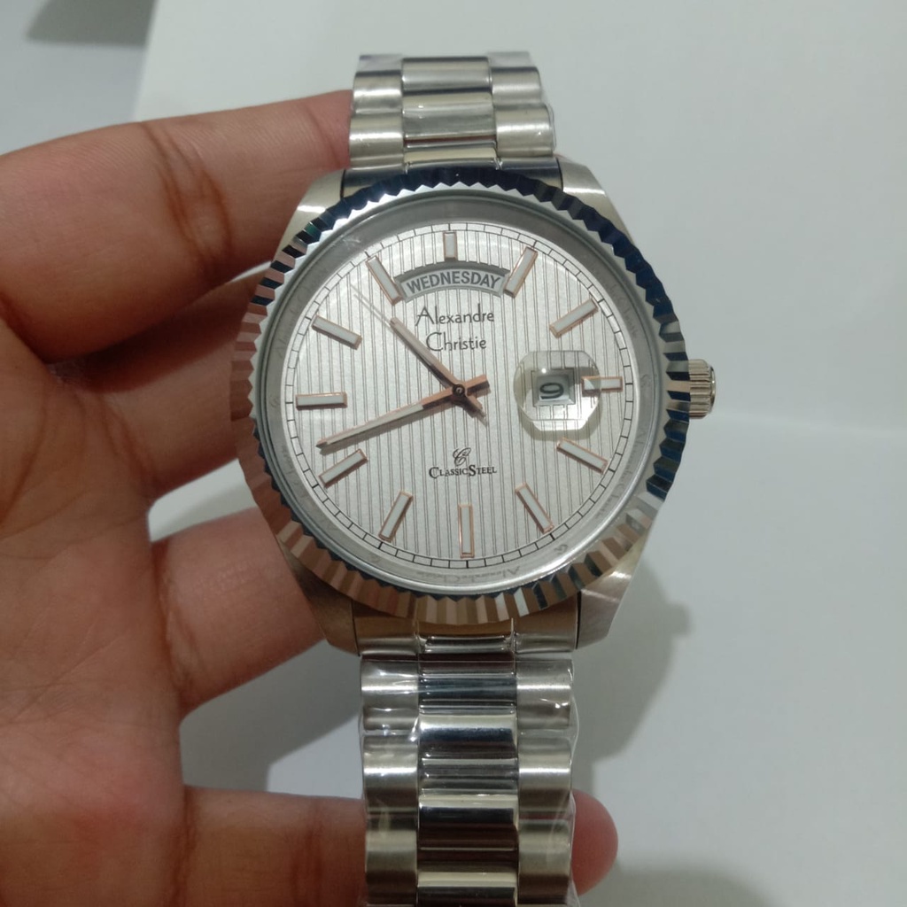 JAM TANGAN PRIA ALEXANDRE CHRISTIE AC 5004 SILVER GREY ORIGINAL GARANSI 1 TAHUN