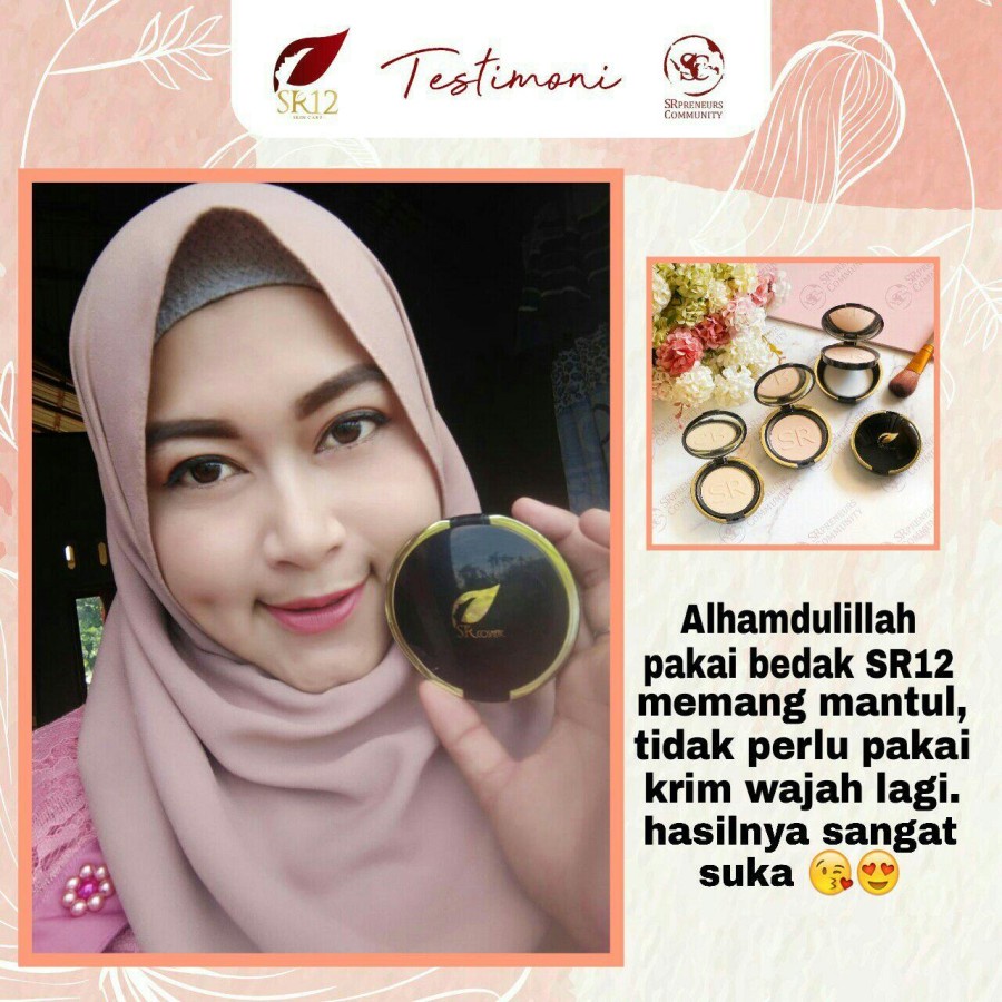 Bedak Wanita & Remaja - Bedak Padat Anti air dan anti Luntur, Daily Cover SR12 , Cantik alami dan menyehatkan kulit & BPOM-6