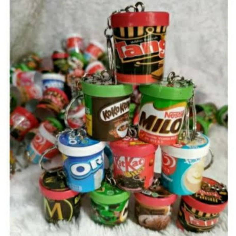 Gantungan Kunci Toples Miniatur Unik Es Krim