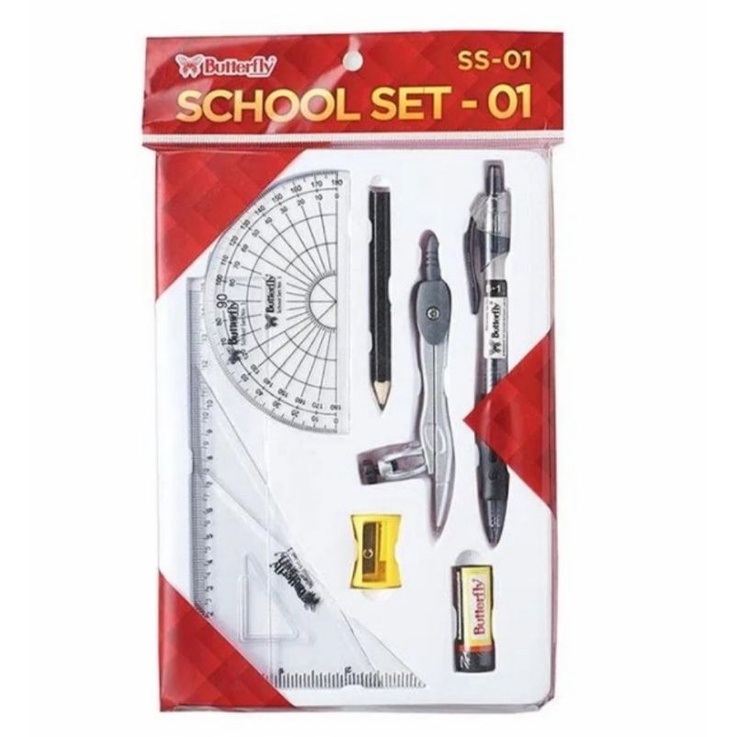 

Paket Lengkap Jangka Busur Penggaris Set SS01 Butterfly