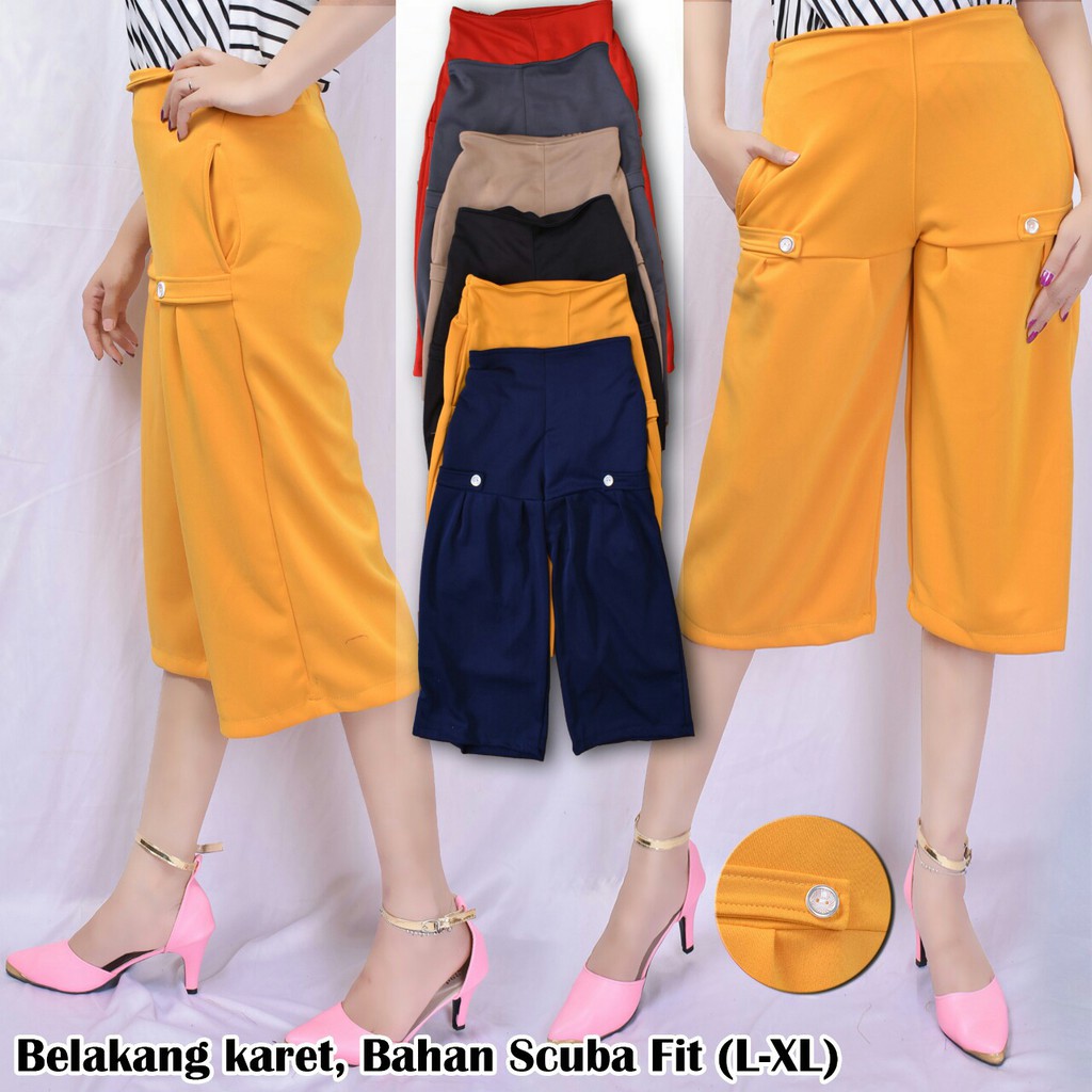 fashion import Kulot pocket button 9842 6warna realpict