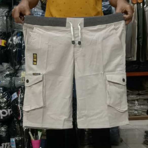 Celana Cargo Pendek Pria Model Pinggang Kolor RIP Jumbo Big Size Bahan Katun Twill Premium  Melar Ukuran 28 sampai 45