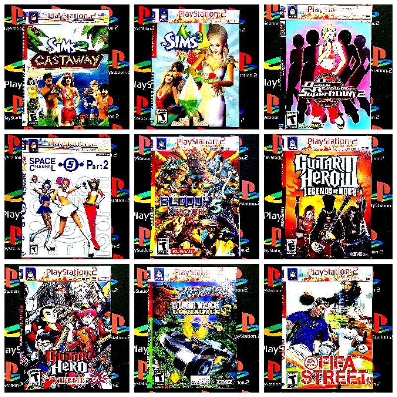 KOLEKSI VIDEO GAME PS2 VERSI GAME VIRTUAL MUSIK DANCE - THE SIMS - FIFA - GUITAR HERO - DANCE GAME