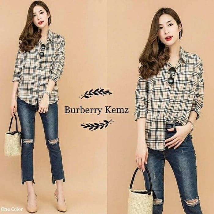 H M FLANEL COKLAT UNGU KEMEJA WANITA WOMEN HNM H M BROWN BASIC  F83M8  KEMEJA KOTAK BERRY ECL BAHAN