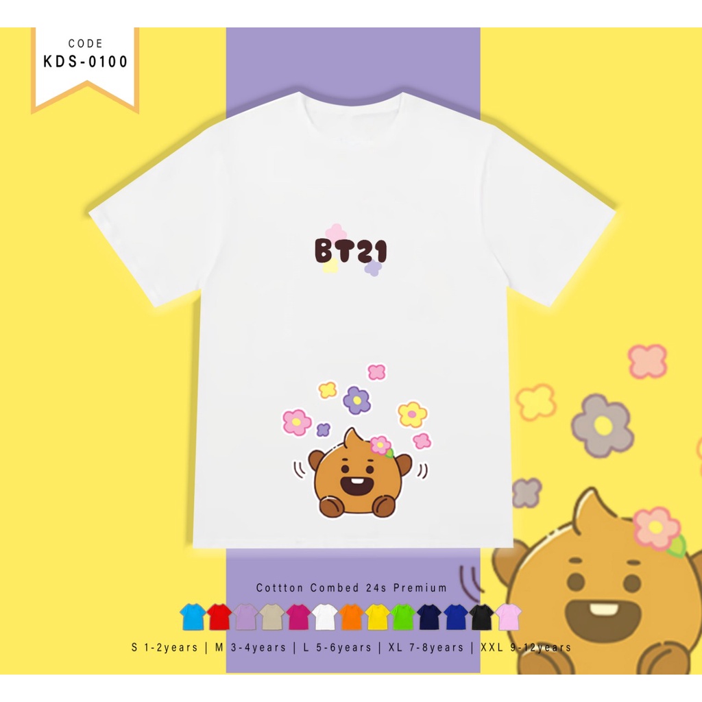 T-SHIRT KIDS / KAOS ANAK-ANAK BERGAMBAR BT211 FLOWER / CUSTOM TEE / MURAH /ARMY INDO