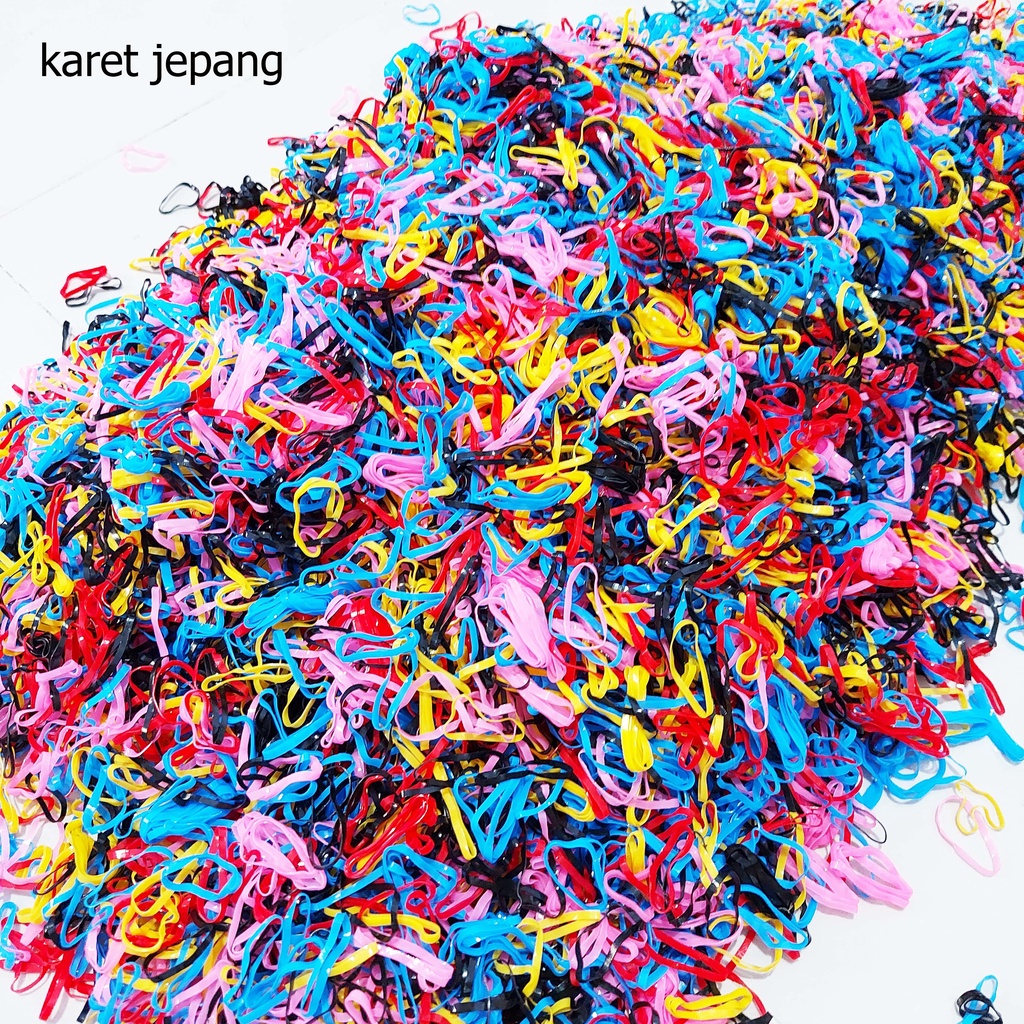 2000PCS Karet Jepang / Karet Rambut / Ikat Rambut BONUS POUCH CANTIK