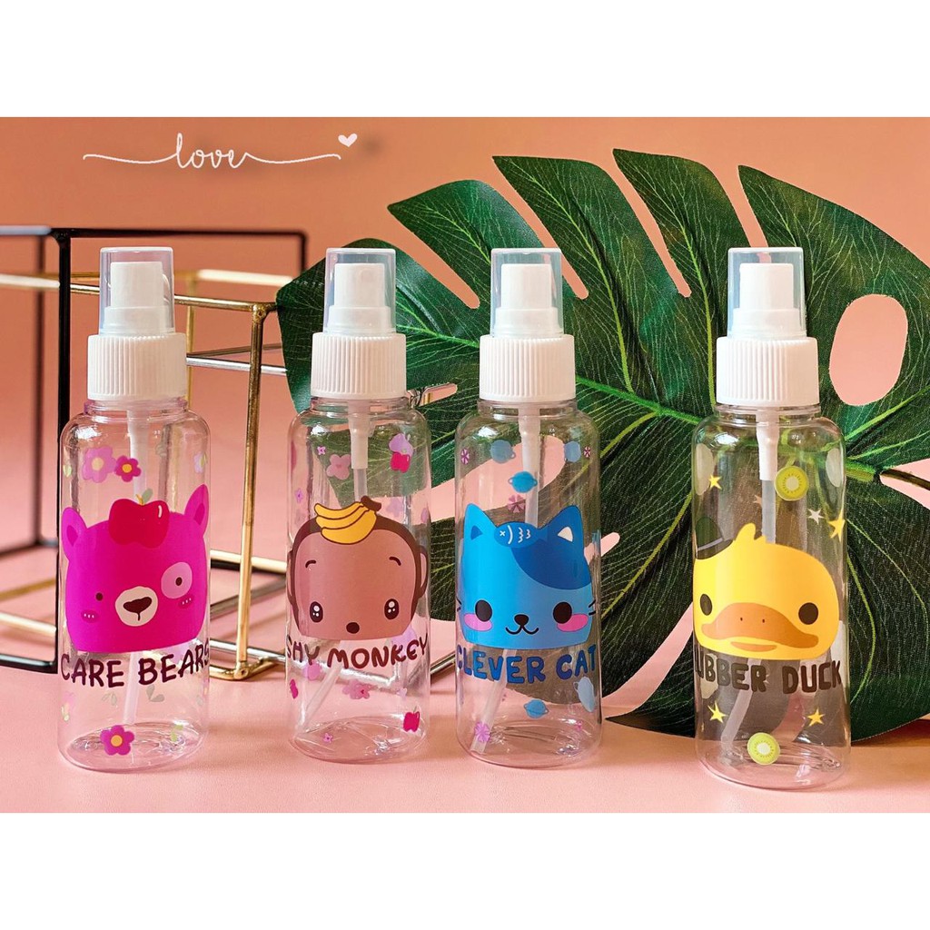 VS BG - BOTOL KARAKTER Spray 100ML plastik tutup putih Warna/Bening