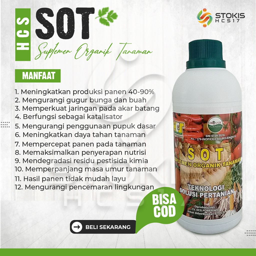 Pupuk Organik Cair SOT HCS Suplemen Organik Tanaman Pupuk Organik Cair 500 ml