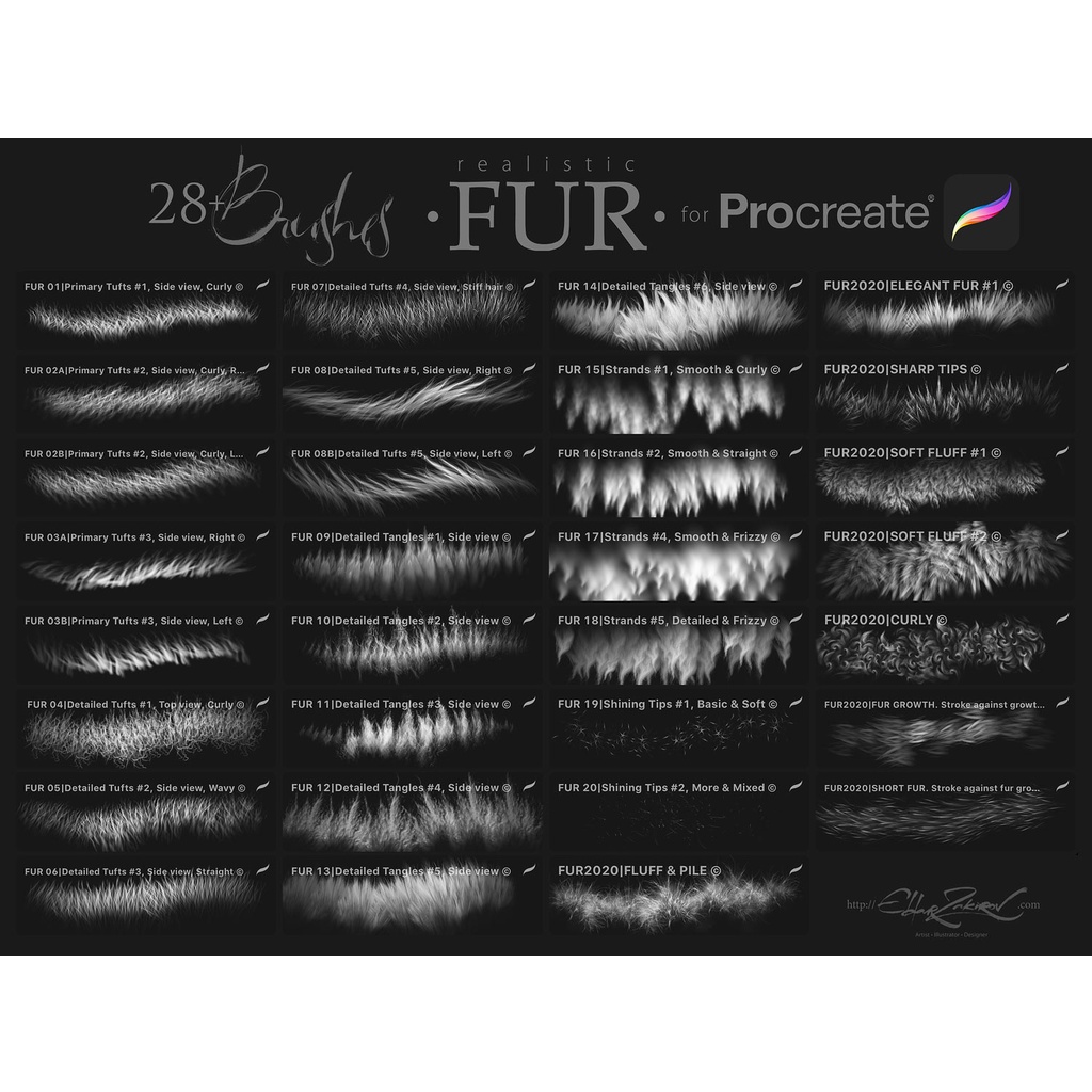 Procreate Brush - 28 Realistic Fur Brushes for Procreate