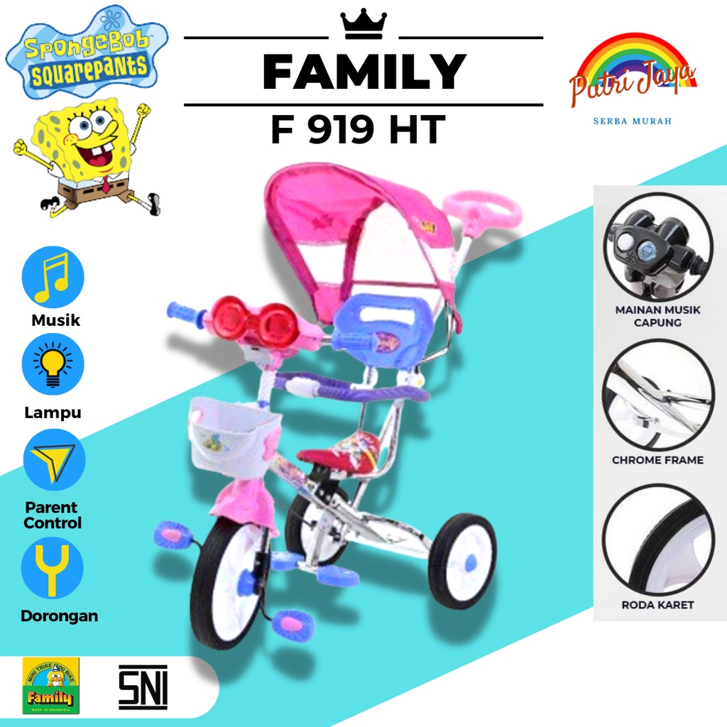 Sepeda Anak Roda Tiga 3 Stroller Bayi Family F-919 HT