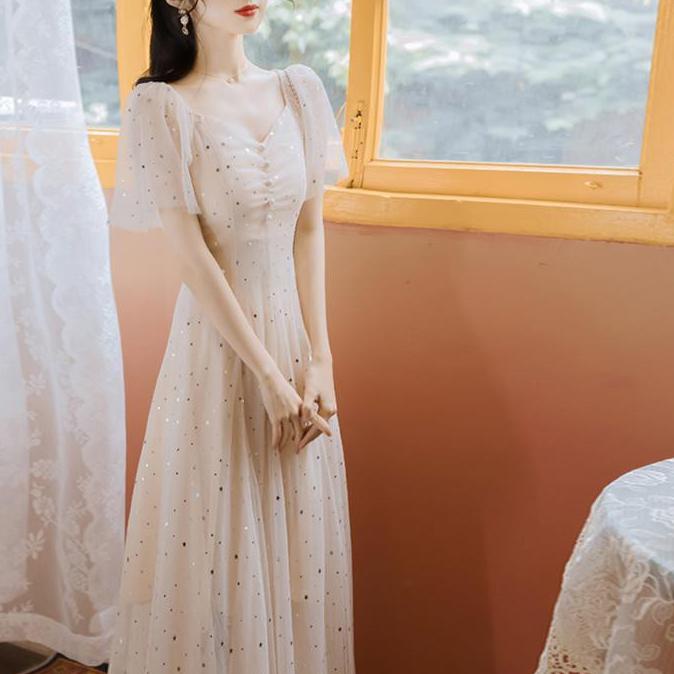 [VnT⭐ COD dress brukat/dress brukat import/long dress satin/dress brukat pendek/long dress brukat/ma