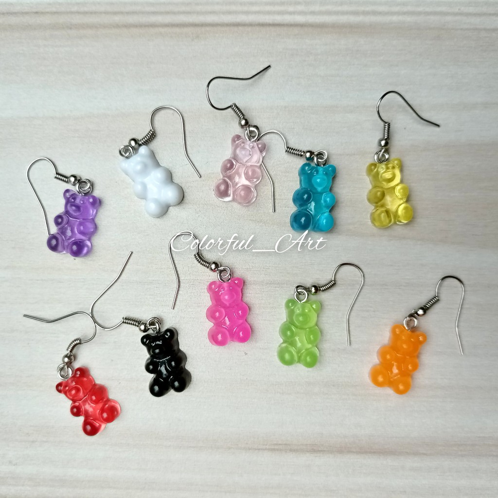 {SATUAN} Bear Charms Resin Earring Gummy Candy / Aksesoris/Anting Korea /Anting Resin Beruang Lucu/