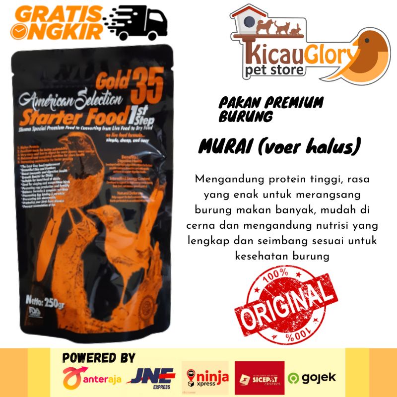 American Selection Gold 35 Starter Food 250 gram (AMS Step 1 Pakan Burung Murai voer Halus)