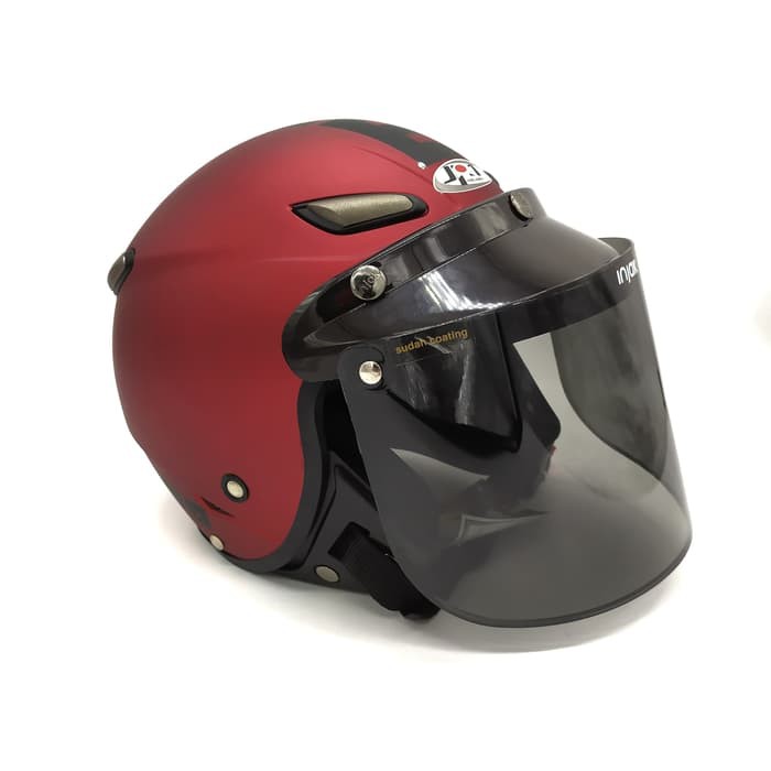 Helm JPN MOMO Maron + Kaca Datar INJAK (Retro/Bogo/Klasik/Classic)