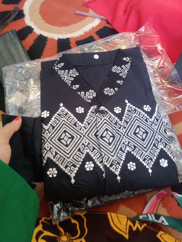 Baju Koko Kombinasi Batik Dan Bordir Ukuran Regular M L Xl