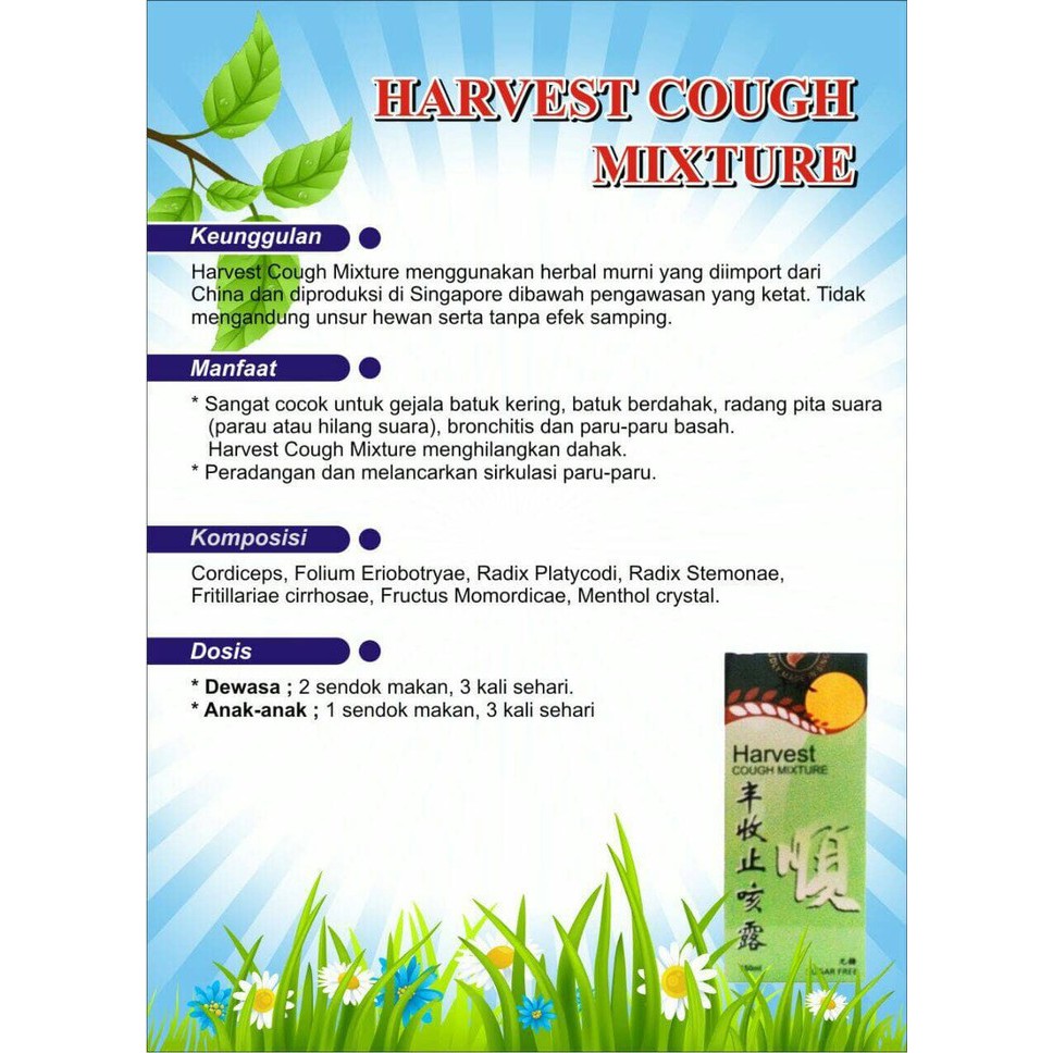 BPOM HARVEST COUGH MIXTURE 150ML / HARVEST OBAT BATUK SIRUP / SYE