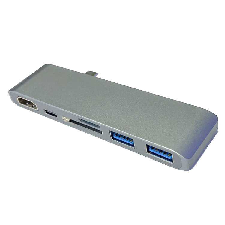 CHIPAL USB Hub 6 in 1 USB Type C with HDMI 4K &amp; Card Reader - T62-Gray