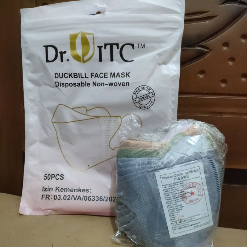 Masker Duckbill Dr ITC 3 Ply || Dr.ITC Disposable Face Mask