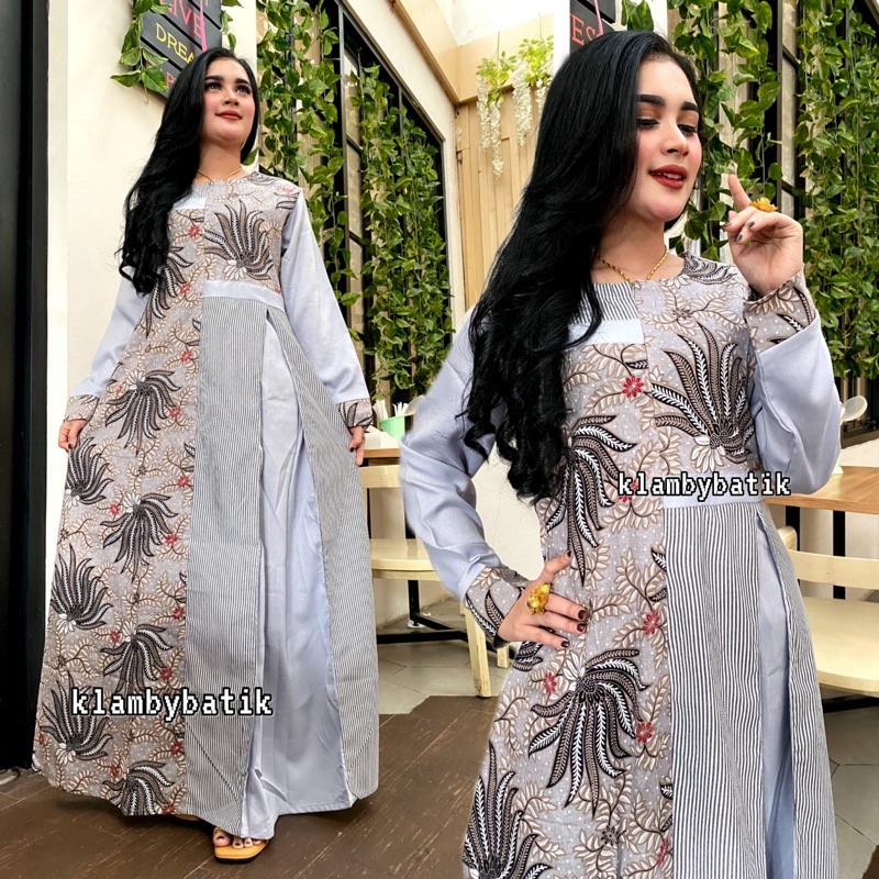 Gamis Batik DAUN ABU Bisa Couple Keluarga