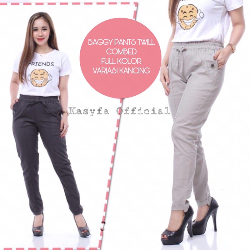 STRECT CATTON PANTS // KATUN TWIL BAGGY PANTS FULL KARET