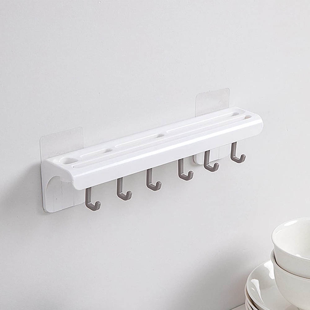 Rak Pisau Gaantung RPP003 dilengkapi 6 Hook - rak dapur pisau, gunting, spatula, centong system tempel kuat