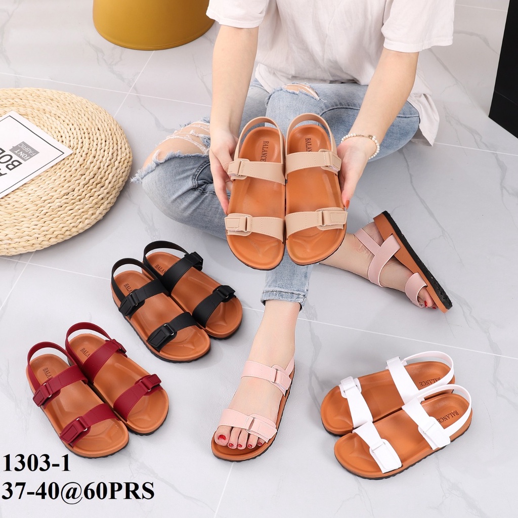 Sandal Tali Wanita Import Ban 2 BALANCE Tali Belakang Bahan Karet Jelly 1303