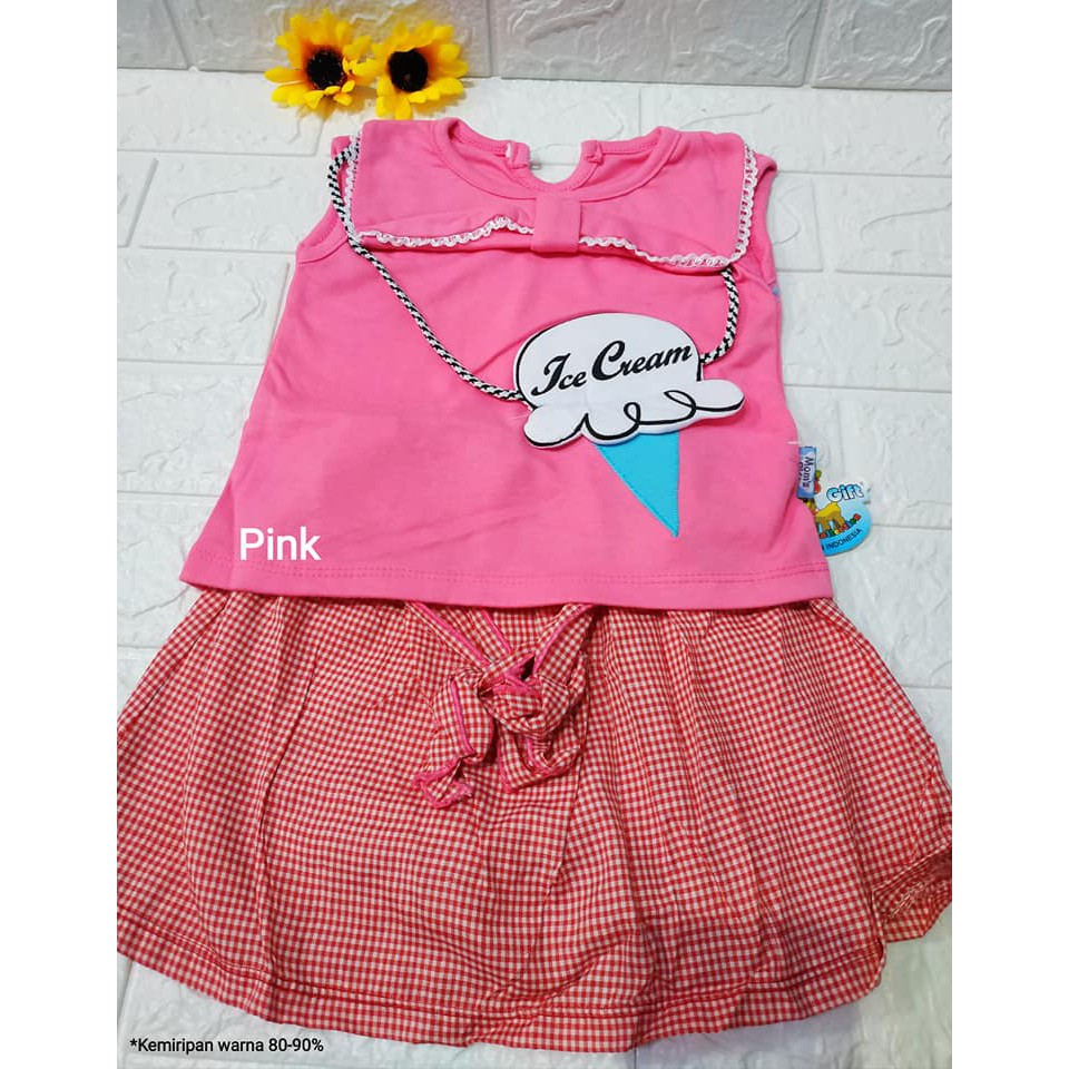 Setelan Anak Cewek 1-2th  Kaos + Rok SNI Merk Mom's Gift