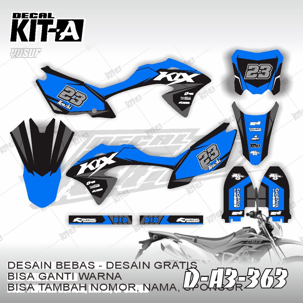 Decal kawasaki KLX 150 BF MOTIF MOTIF STREET RACING BIRU HITAM