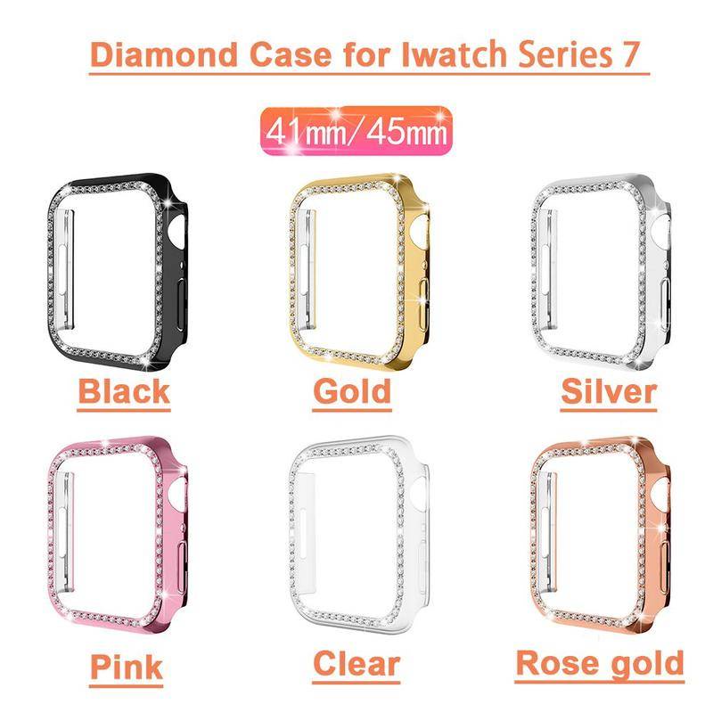 Case Bezel Lapis Kristal Berlian Berkilau Untuk Apple Watch Seri 7 6 5 4 3 2 1 SE 45mm 41mm 42mm 44mm 40mm 38mm