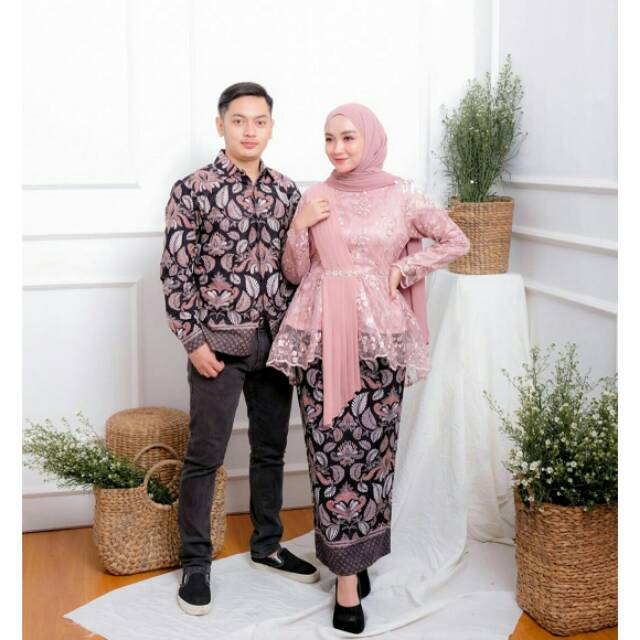 BATIK OFFICIAL - Batik Couple Anjela Payet Lengan Panjang | Couple Batik Brukat Modern