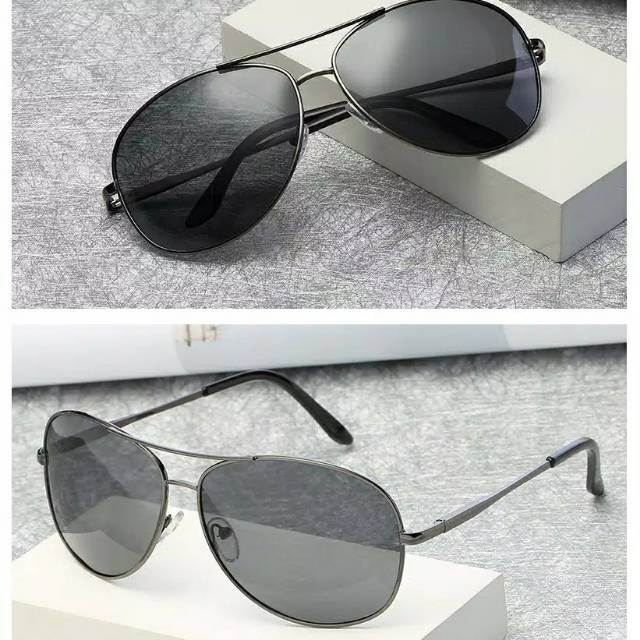 Original Polarized Kacamata anti Radiasi UV 400 Black Aviator P85