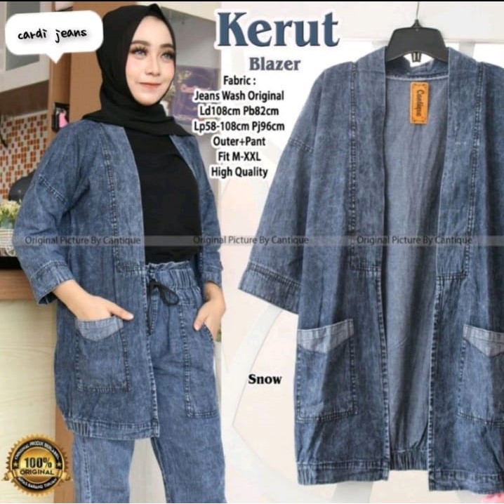 KERUT KARDIGAN JEANS / OUTER WANITA TERBARU