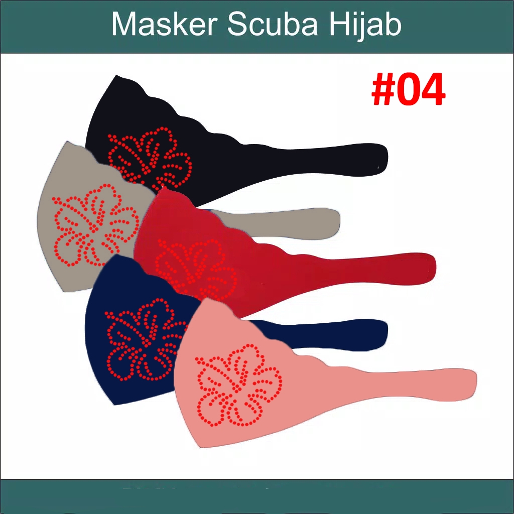 Masker scuba Hijab Mote Berlian Washable 1