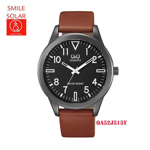 Jam Tangan Pria Classic Casual Kulit Leather Analog Original Q&amp;Q QnQ QQ QA52 QA52J Series