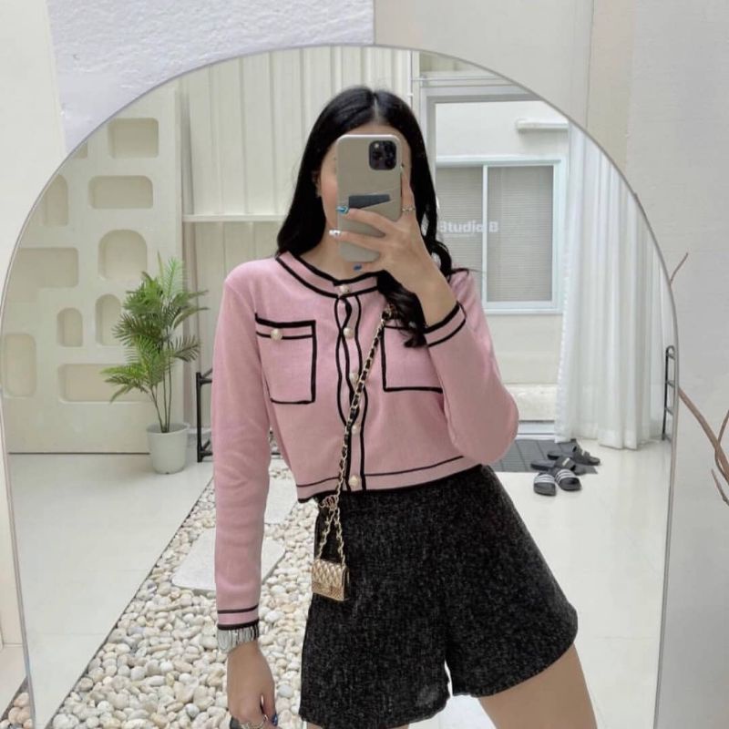 CARDIGAN IMPORT JENNIE CARDI CARDIGAN PREMIUM KNIT TOP TOP IMPORT CROP TOP (BL0412)