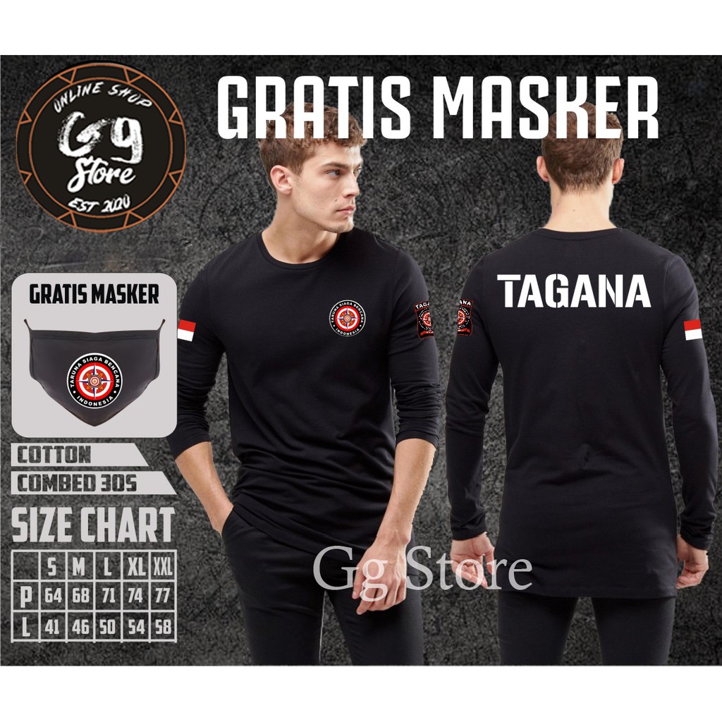 KAOS TAGANA T SHIRT TAGANA INDONESIA BISA TAMBAH NAMA+GRATIS MASKER KAOS PRIA KEREN KAOS CUSTOM