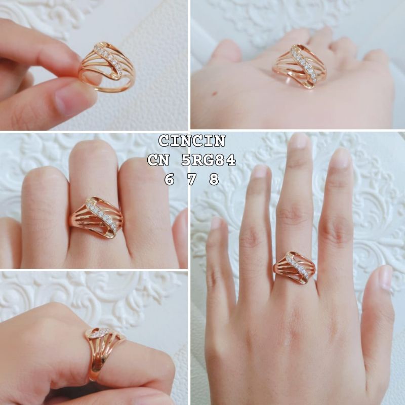 Cincin Titanium Anti Karat Bunga Permata Xupblink Jewelry