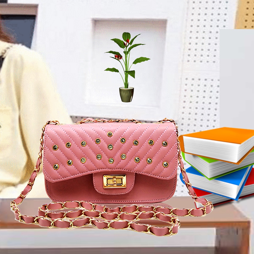 Sling Bag Wanita Tas Selempang Fashion Tali Rante Anyam Kualitas