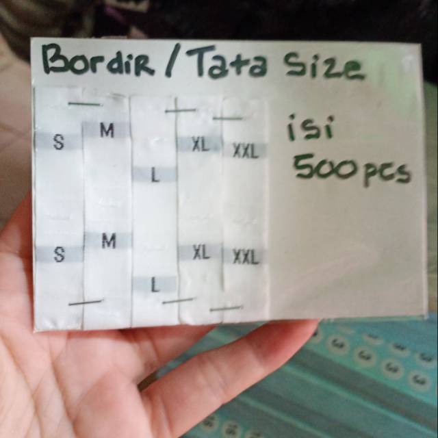 Label/Bordir SIZE "S,M,L,XL,XXL"