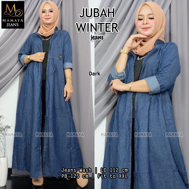 real picture JUBAH WINTER long cardigan cardy denim jeans outer lengan panjang mamaya jumbo wanita