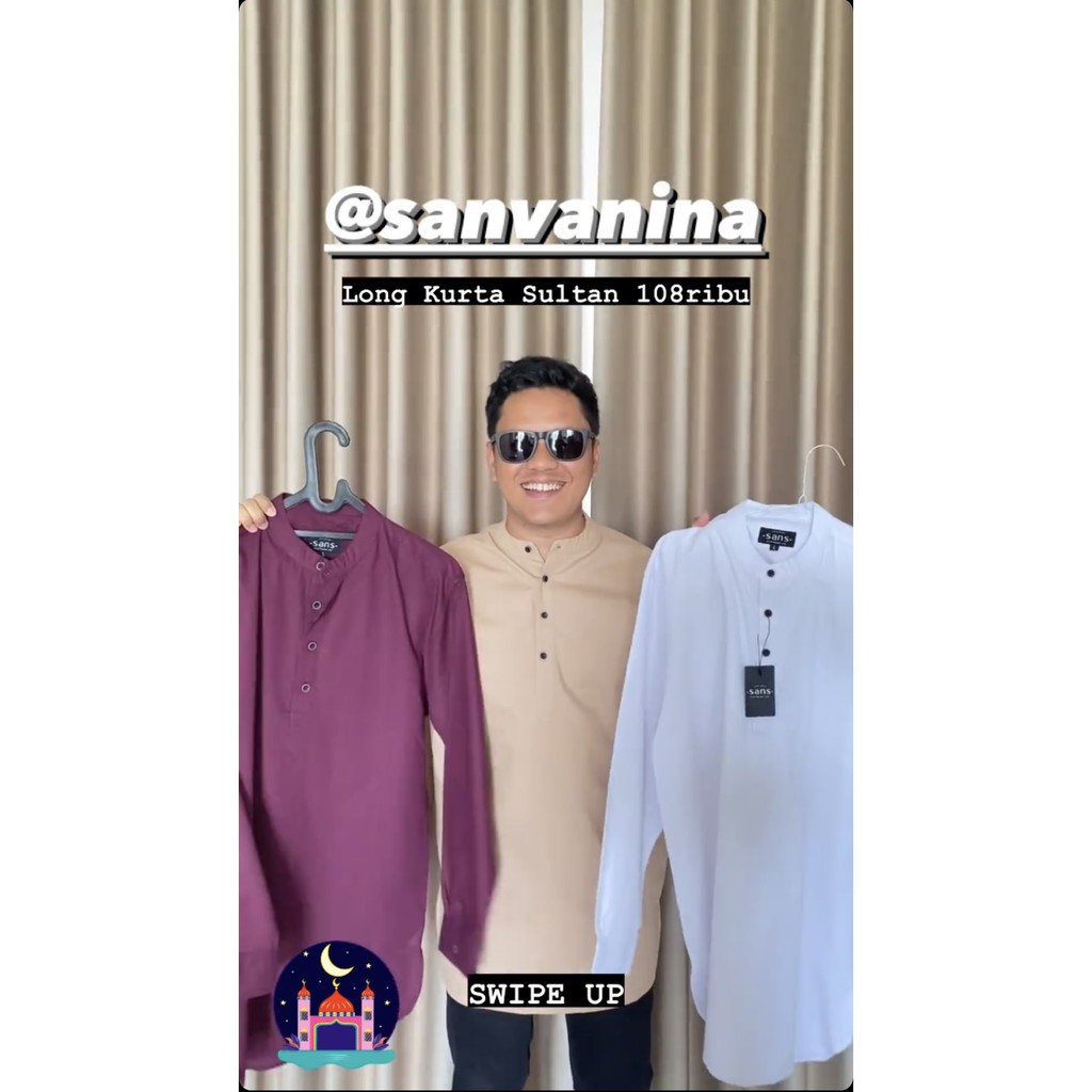 SANVANINA F-02 Kemeja Kurta Sultan Lengan Panjang | Kurta Pakistan