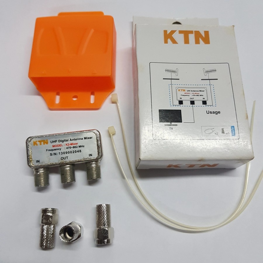 KTN K2 Mixer Antenna Digital - Alat Penggabung 2 Antena TV UHF - Mix 2 Input Antena ke 1 Output TV