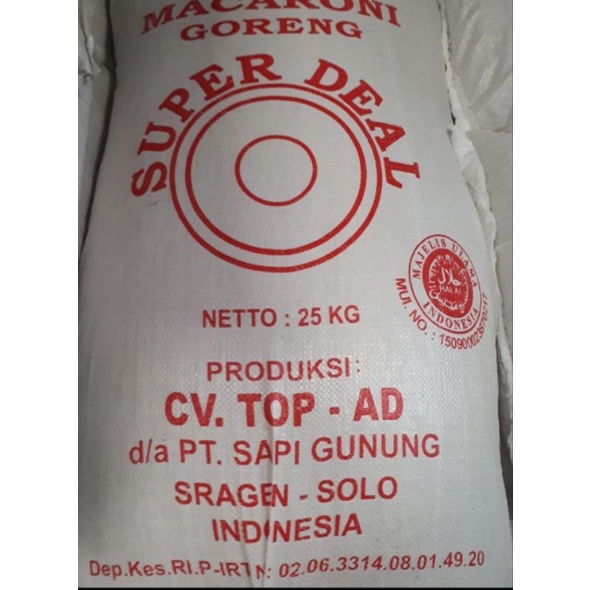 

MAKARONI MENTAH SUPERDEAL 25KG TERMURAH GURIH RENYAH ENAK