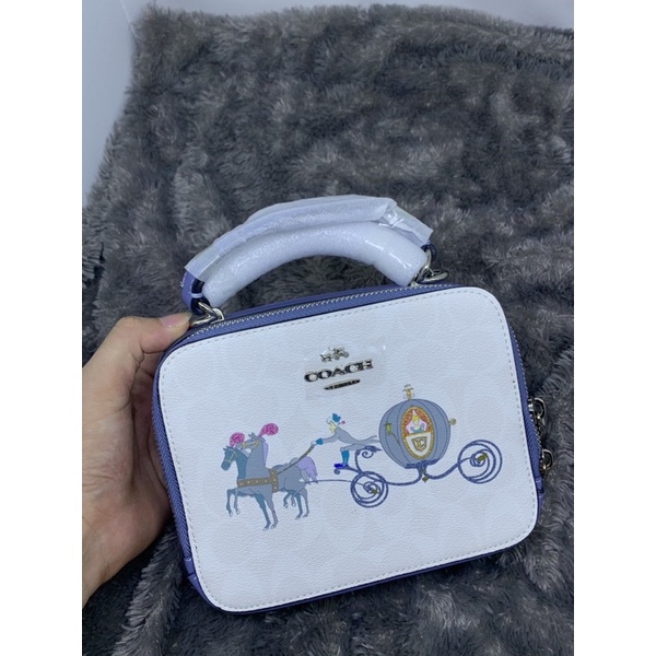 Disney X Coach Box Crossbody In Signature Canvas With Cinderella (C1426)