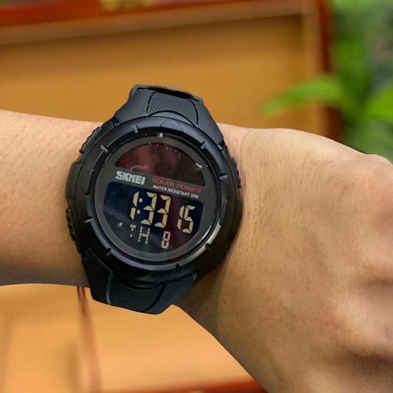 jam tangan sport skmei solar lithium original