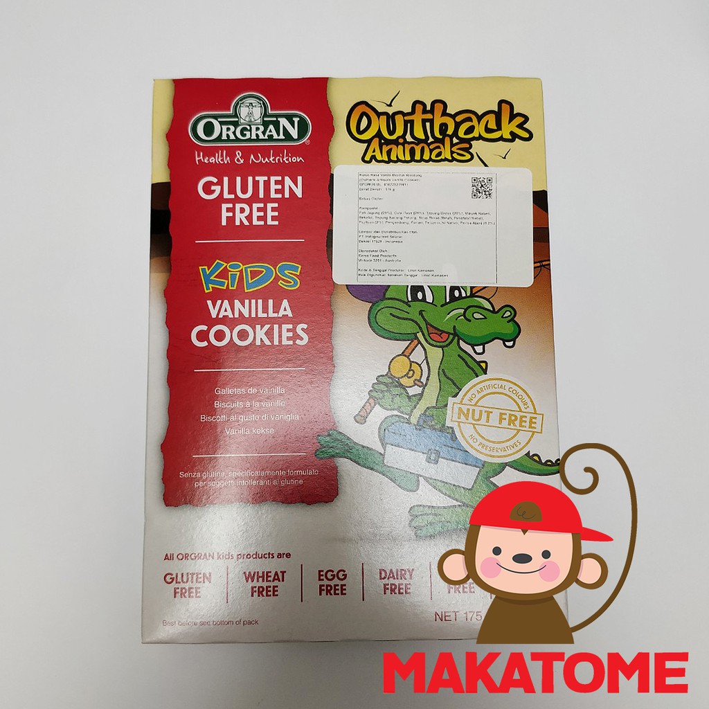 

Orgran Kids Vanilla Cookies 175gr 175 gr gram Vanila Outback Animals Cookie Biskuit Gluten free