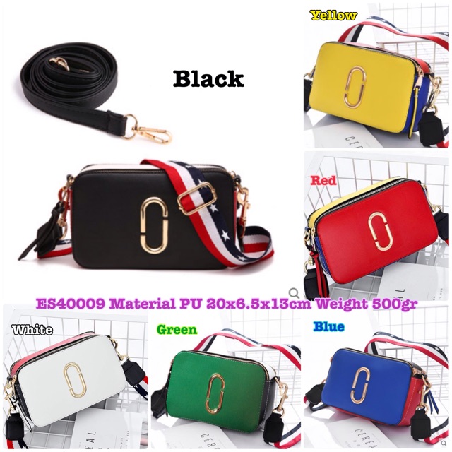 2 Tas 1 Kg  ES40009 Tas Import Selempang MJ SNAPSHOT flag Strap Tas Wanita Tas Batam Tas Murah