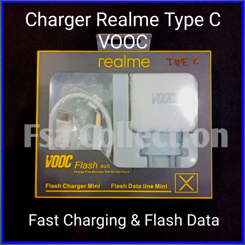 Flash Charger realme type c vooc realme X/ XT/ X2/ 5 pro/ 7/ 7i/ Realme 8/ C25 [USB-C 20W]